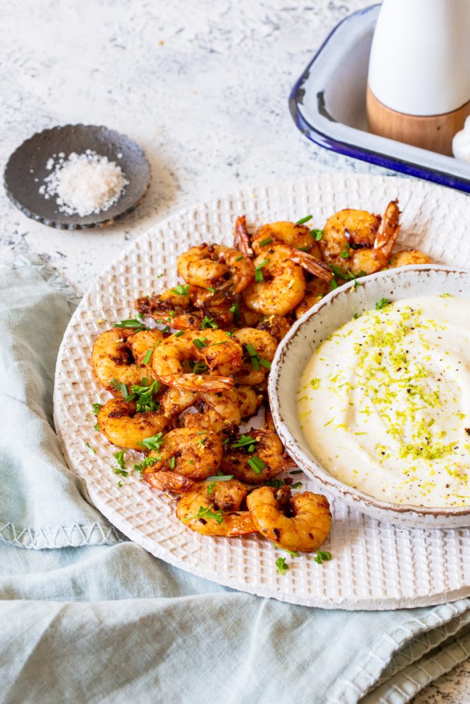 Garlic Prawns with Lime Aioli