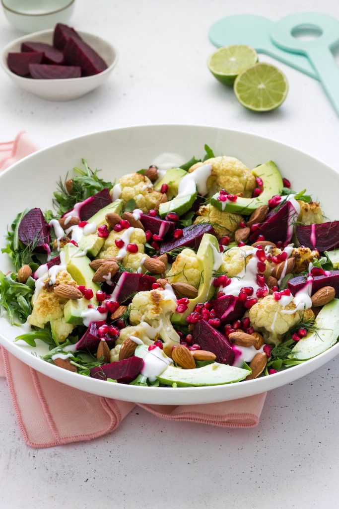 Beetroot & Cauliflower Salad with Tahini Yoghurt Dressing