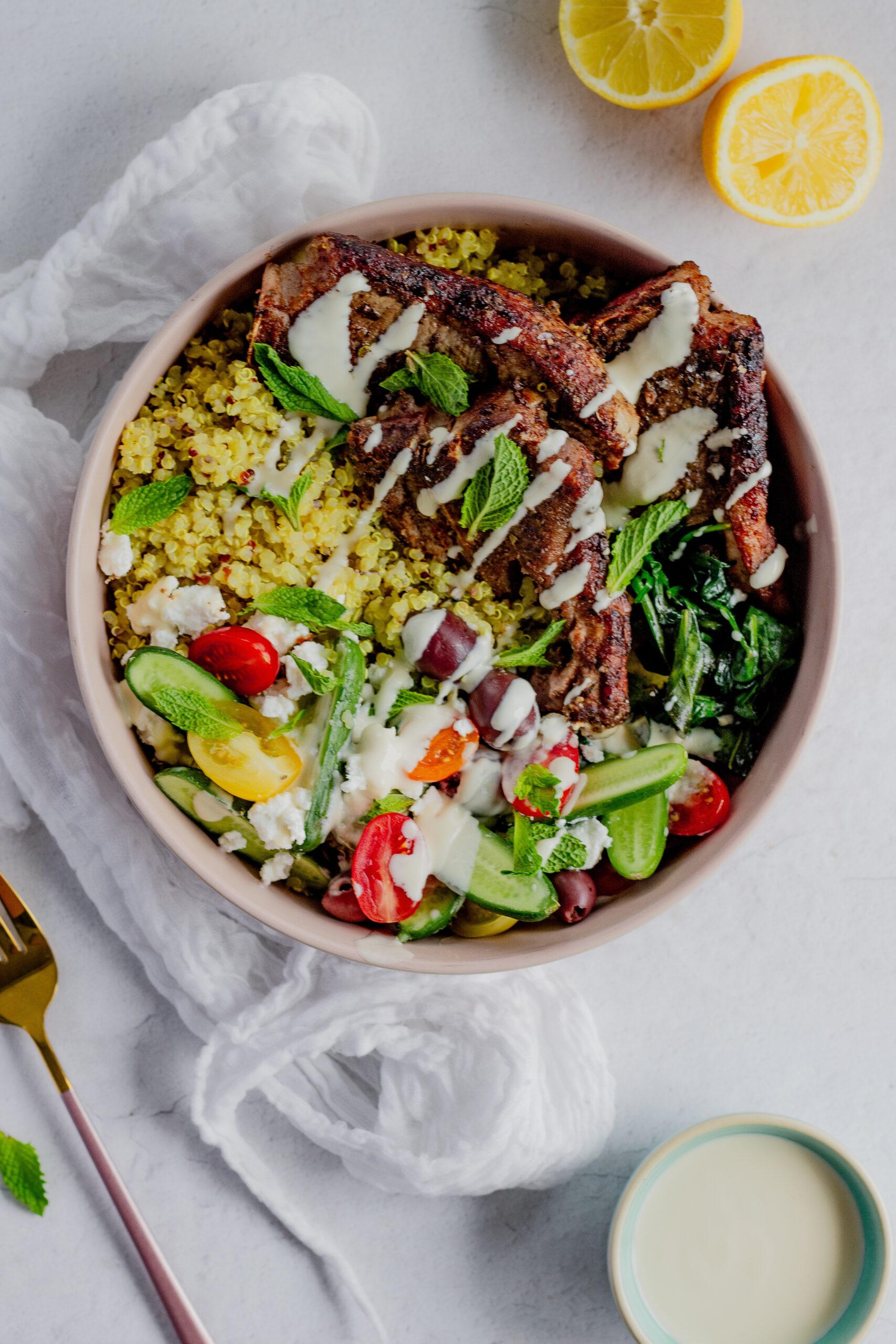 Mediterranean Lamb Nourish Bowl Gluten Free Recipe